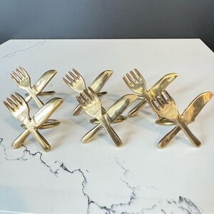 Vintage Solid Brass Napkin Rings Set of 6
